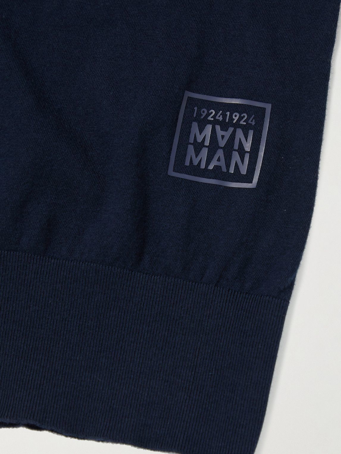 MAN 1924 - Logo-Print Cotton-Jersey Rollneck T-Shirt - Blue