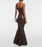 Norma Kamali Strapless faux leather fishtail gown