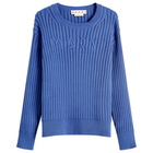 Marni Men's Logo Rib Crew Knit in Blue Sodalite