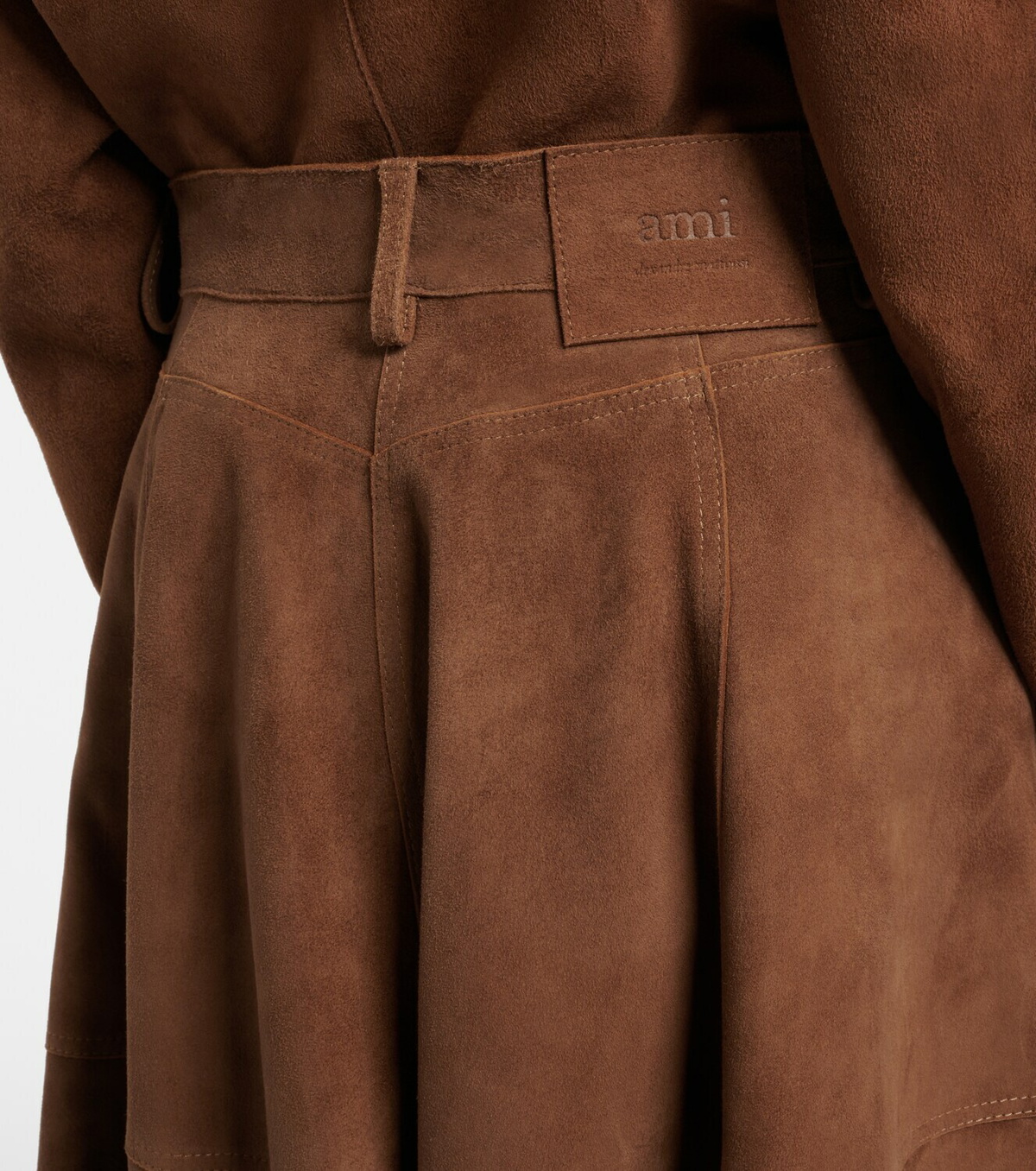 Ami Paris Pleated suede midi skirt
