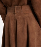 Ami Paris Pleated suede midi skirt