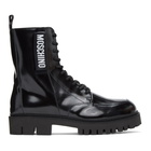 Moschino Black Logo Tab Combat Boots