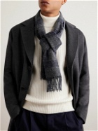 Brunello Cucinelli - Fringed Checked Knitted Scarf