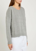 Eileen Fisher Check Cotton and Cashmere-blend Jumper Light Grey