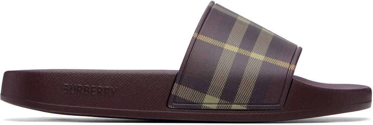 Burberry Burgundy Check Slides