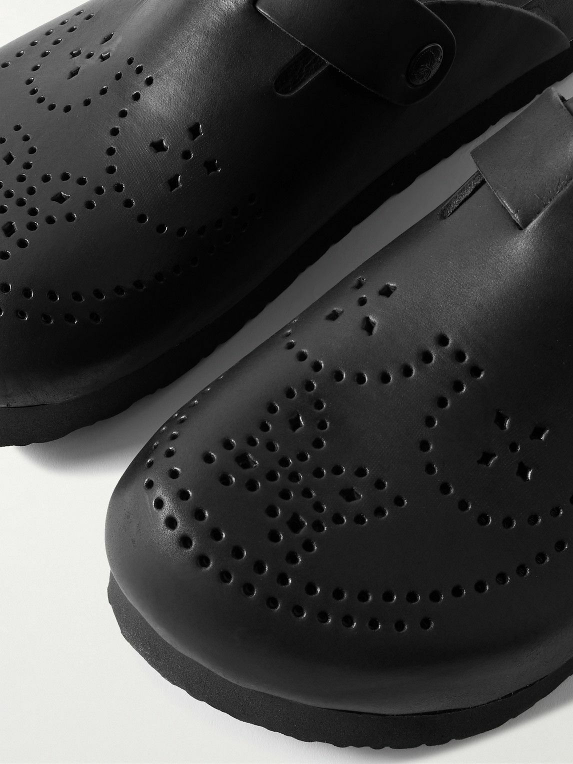 Needles - Perforated Leather Clogs - Black