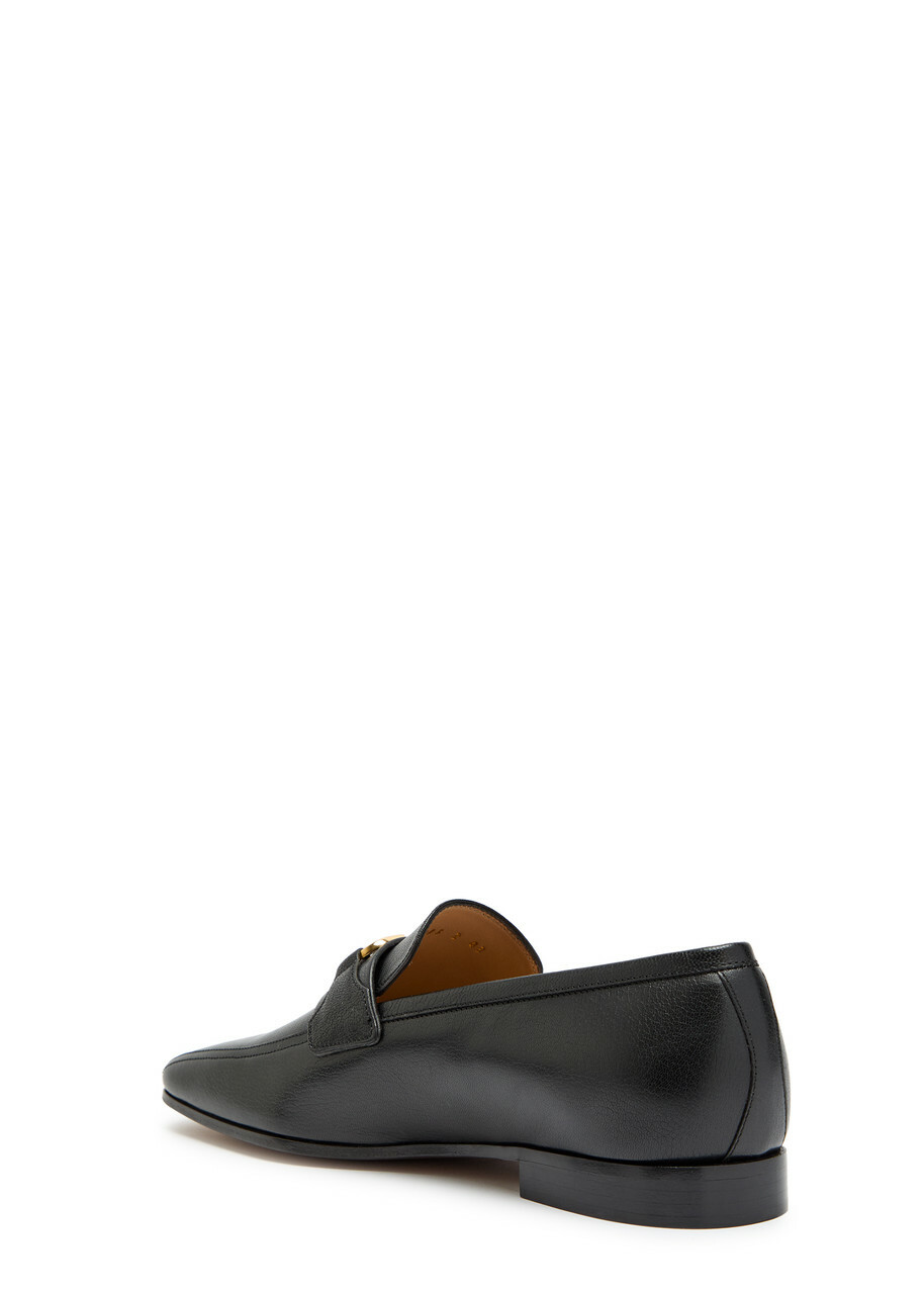 Valentino Garavani Vlogo Grained Leather Loafers Black
