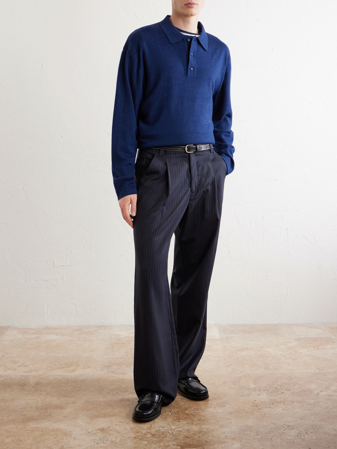 Officine Générale - Bay Merino Wool Polo Shirt - Blue