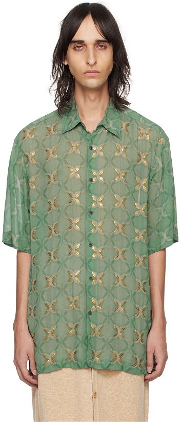 Photo: Dries Van Noten Green Sequinned Shirt