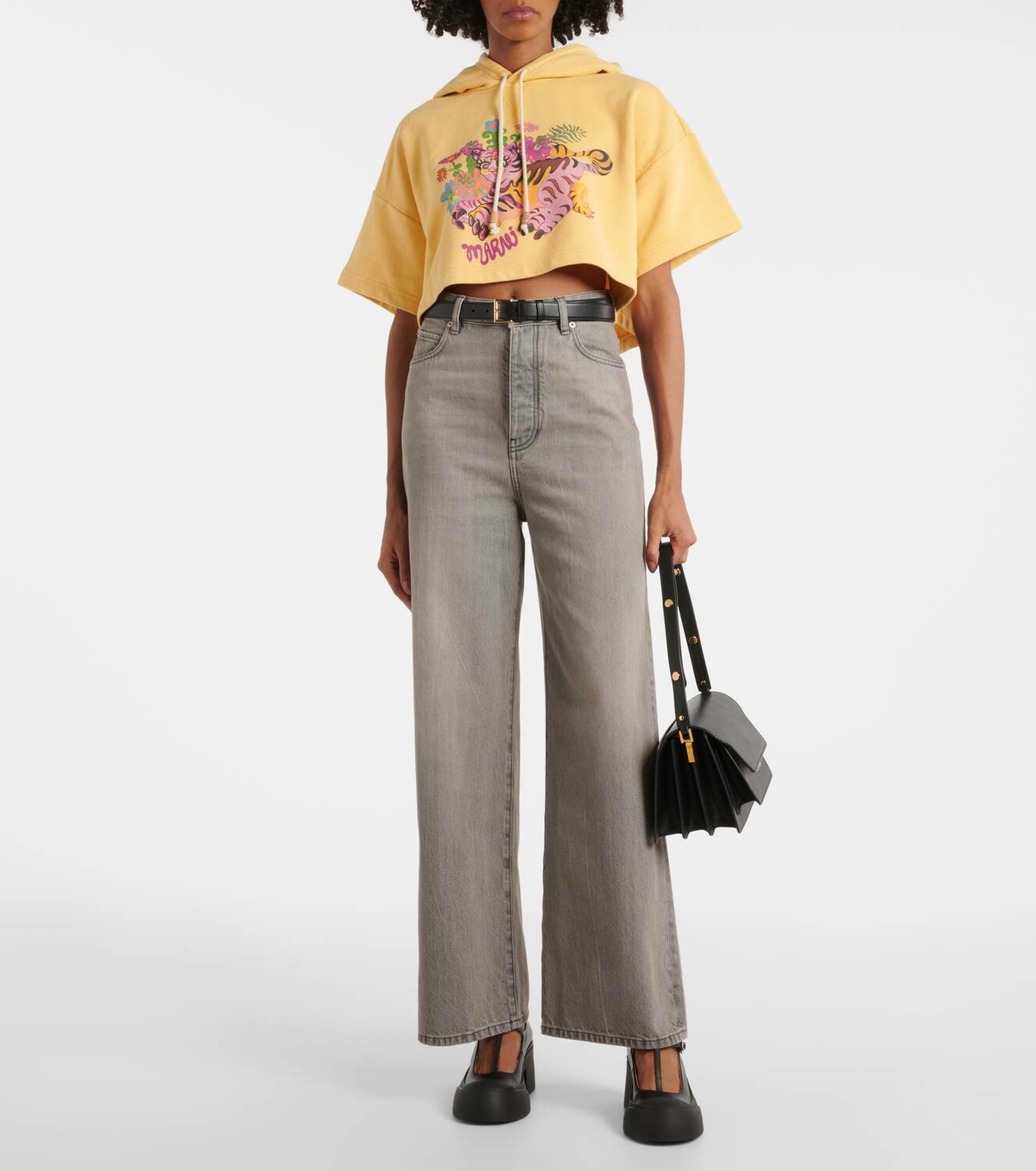 Marni Printed cropped cotton hoodie Marni