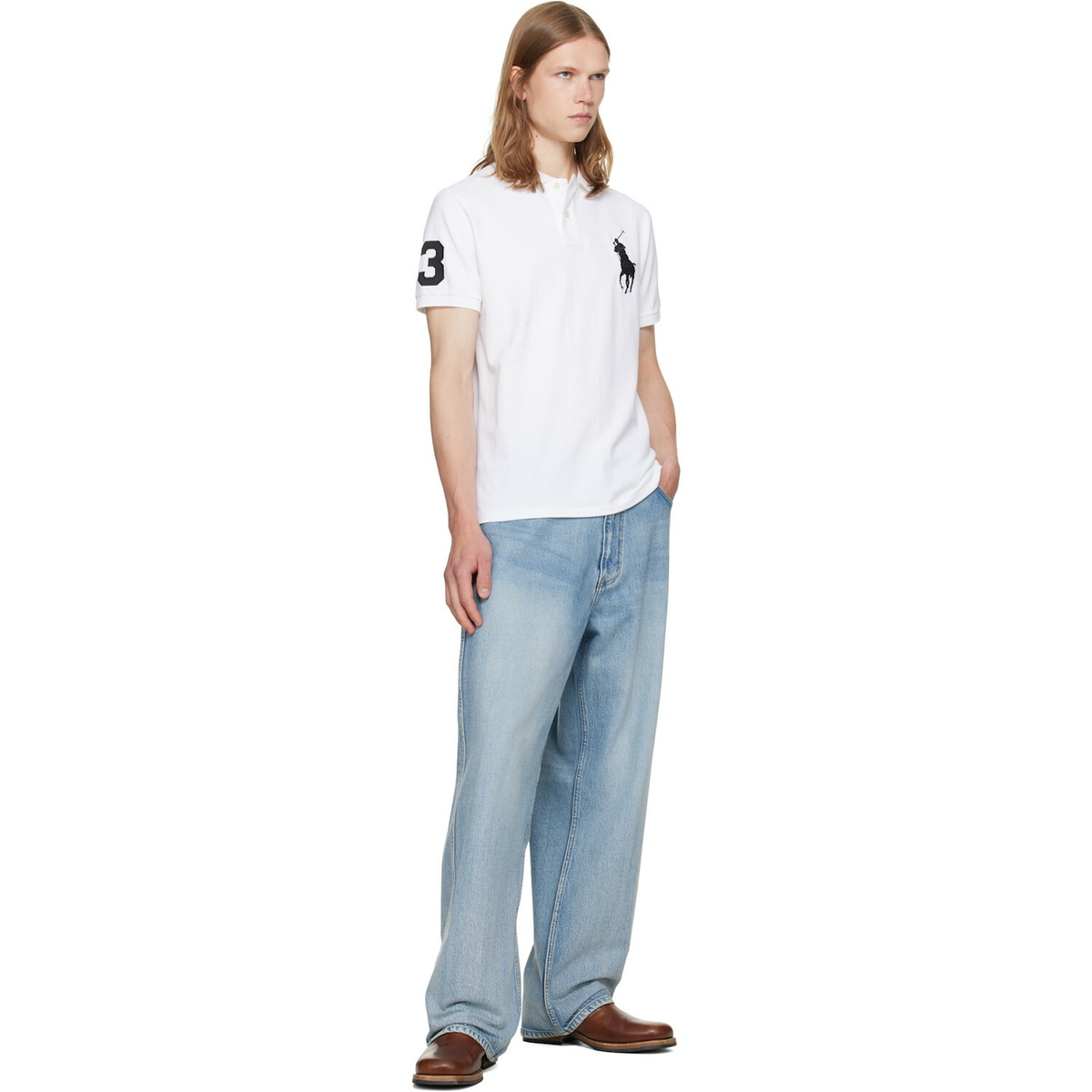Polo Ralph Lauren White Big Pony Mesh Polo