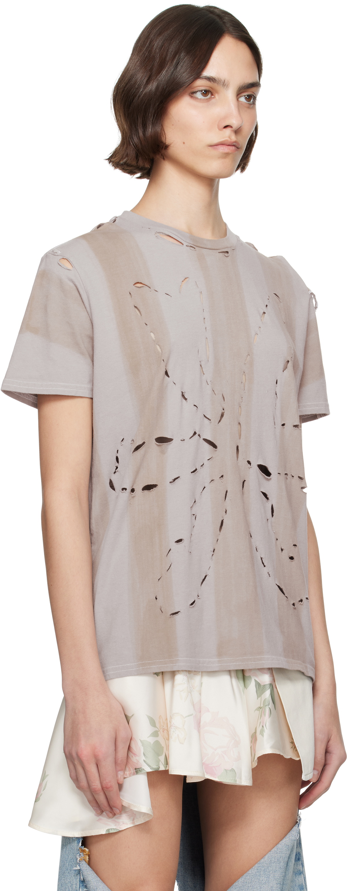 Collina Strada Purple & Brown Remnant Flower T-shirt