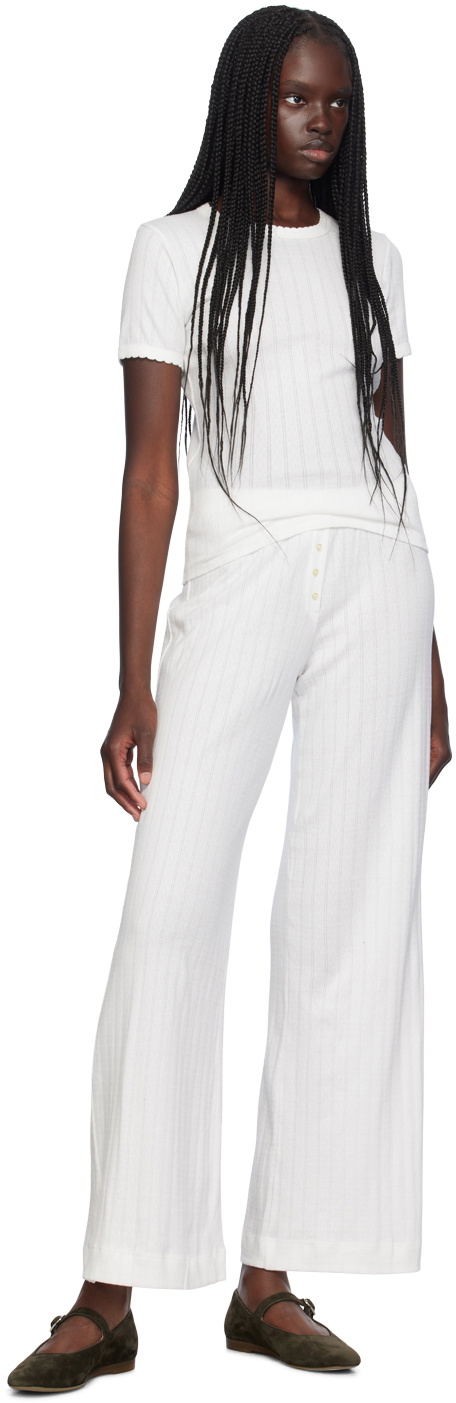 LESET White Pointelle Boxer Lounge Pants