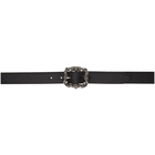 Alexander McQueen Black Leather Engraved Belt