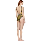Versace Underwear Black and Yellow Barocco One-Piece Swimsuit