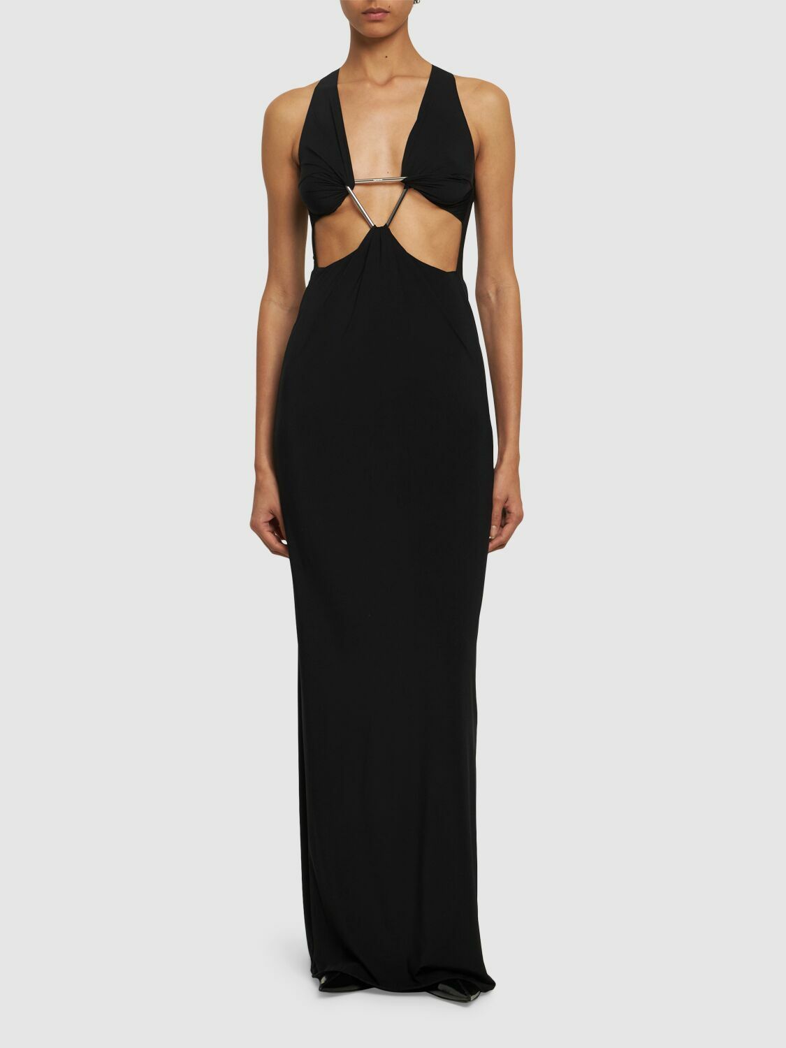green emerald velvet dress Coperni Snap-Embellished Spandex Dress Black / Small
