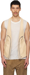 Rick Owens Beige Temple Bauhaus Leather Vest