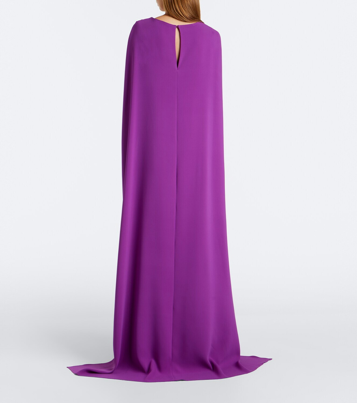 Oscar de la Renta Embellished caped silk-blend georgette gown