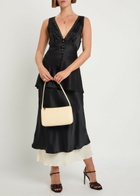 Reformation Addie Lace-trimmed Silk top Black