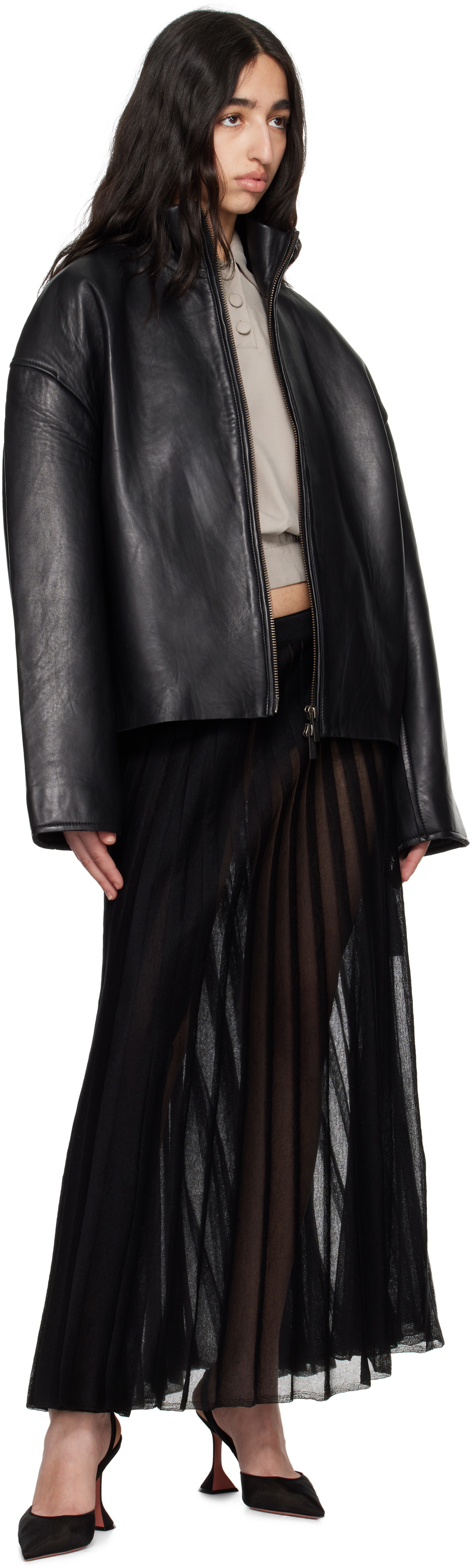 REMAIN Birger Christensen Black Bonded Leather Jacket