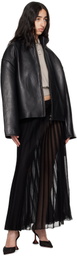 REMAIN Birger Christensen Black Bonded Leather Jacket