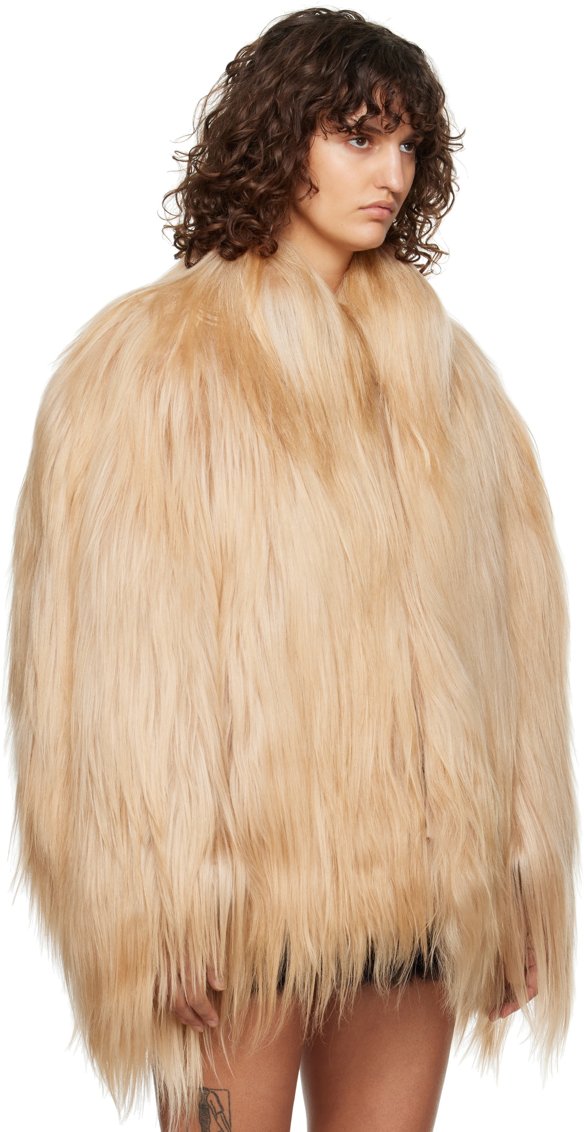 Marni Pink Long Hair Short Faux-Fur Jacket