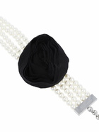 BLUMARINE - Faux Pearl Choker W/ Silk Rose