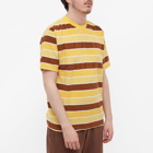 Beams Plus Men's Stripe Pile Pocket T-Shirt in Yellow