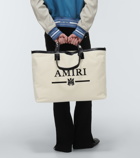 Amiri - Embroidered leather-trimmed tote bag