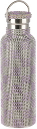 Collina Strada Silver & Purple Check Rhinestone Water Bottle