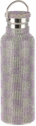 Collina Strada Silver & Purple Check Rhinestone Water Bottle