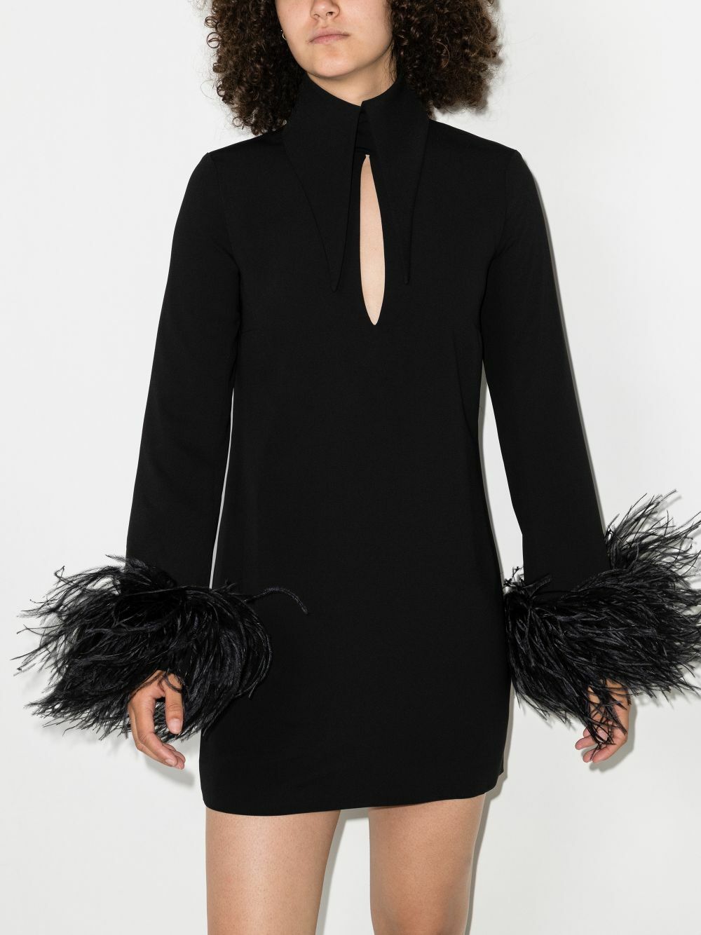16Arlington Michelle Feather Trim Mini Dress
