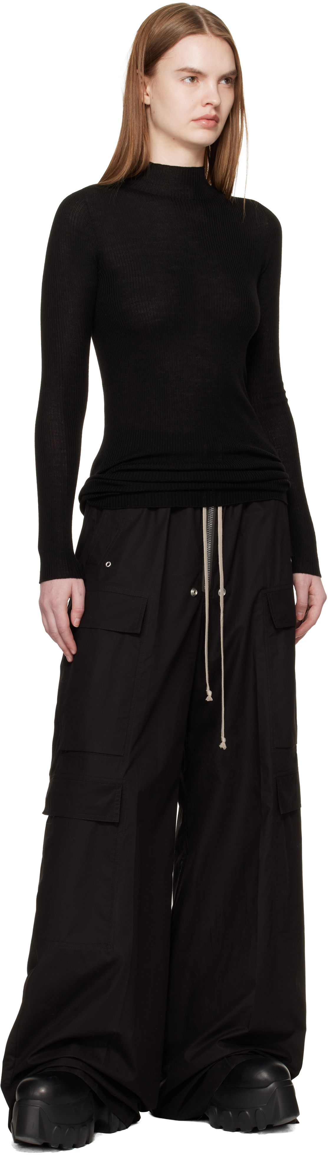 Rick Owens Black Temple Cargobelas Cargo Pants