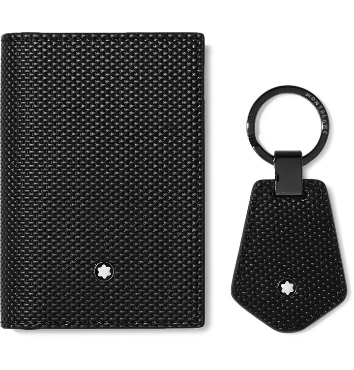 Photo: Montblanc - Woven Leather Business Cardholder and Key Fob Gift Set - Black