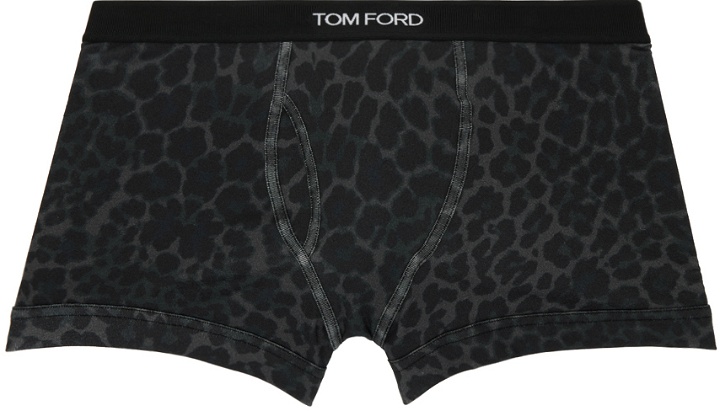 Photo: TOM FORD Gray Reflective Leopard Boxer Briefs