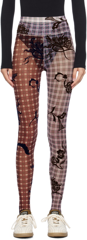 Photo: Chopova Lowena Red & Pink Tartan Flower Leggings