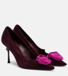 Roger Vivier Rose Vivier floral-appliqué suede pumps