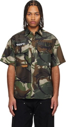 AAPE by A Bathing Ape Khaki 'AAPEUNVS' Moonface Logo Cargo Shirt