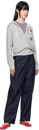 COMME des GARÇONS PLAY Gray Small Heart Zip-Up Hoodie