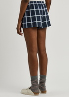Guest In Residence Picnic Plaid Intarsia Silk-blend Shorts Navy
