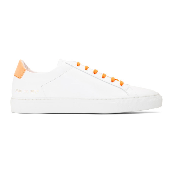 Photo: Common Projects White and Orange Original Achilles Retro Low Sneakers