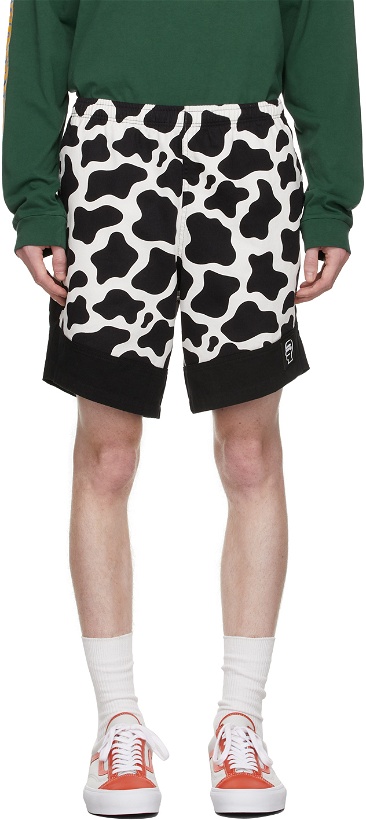 Photo: Brain Dead Black & White Paneled Cow Dress Shorts