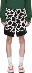 Brain Dead Black & White Paneled Cow Dress Shorts