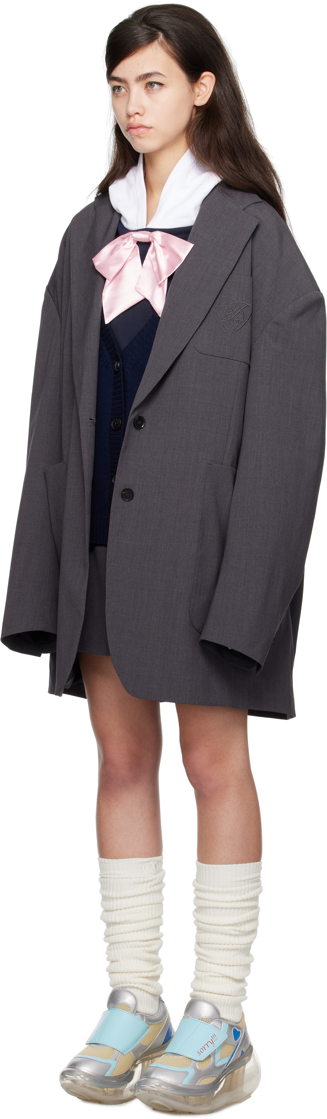 I'm Sorry by Petra Collins SSENSE Exclusive Gray JennyFax Edition Oversized Blazer