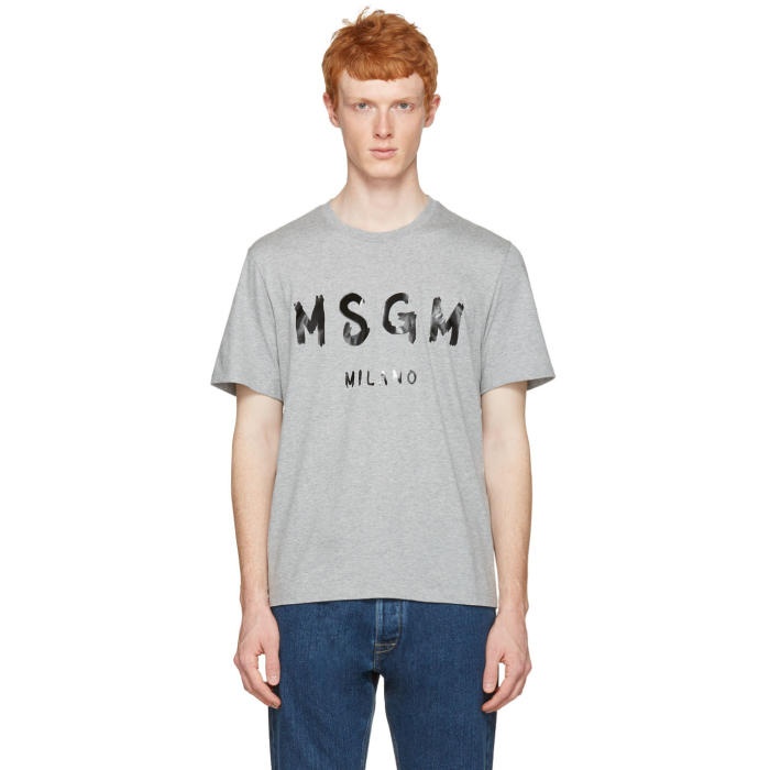 Photo: MSGM Grey Paint Logo T-Shirt