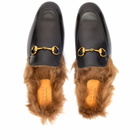 Gucci Men's Princetown Fur Lined Mule in Black