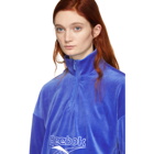 Reebok Classics Blue Velour Vector Half-Zip Sweatshirt