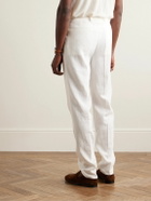 Brunello Cucinelli - Slim-Fit Pleated Linen Trousers - White