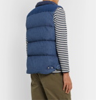 Remi Relief - Slim-Fit Corduroy-Panelled Quilted Denim Down Gilet - Blue