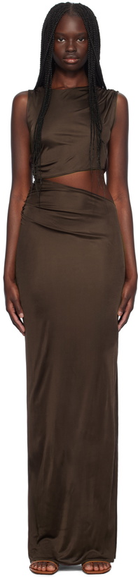 Photo: Atlein Brown Cutout Maxi Dress